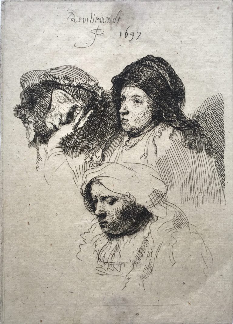 Trois têtes de femmes - Rembrandt