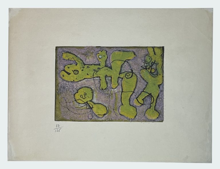 Joan Miró (1893-1983), Lumière de la Lame (composition en violet et vert)