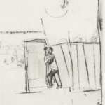 Marc Chagall (1887–1985) Vor dem Tore, 1922 20.8 × 15.7 cm Gravure numérotée 25/110 . Signé par l'artiste en bas à droite