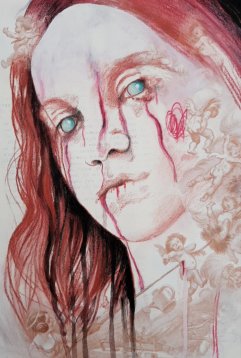 Face à Gyslain Bertholon_Face avec Lina Leanrsson_2018_20x30cm_crayon&acryliquesurpapier