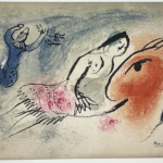 Marc Chagall (1887-1985), Clown, Femme et Cheval. Carte de voeux