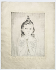 Tsuguharu Foujita (1886-1968) , Fillette à l'Oiseau. De l'album les Enfants
