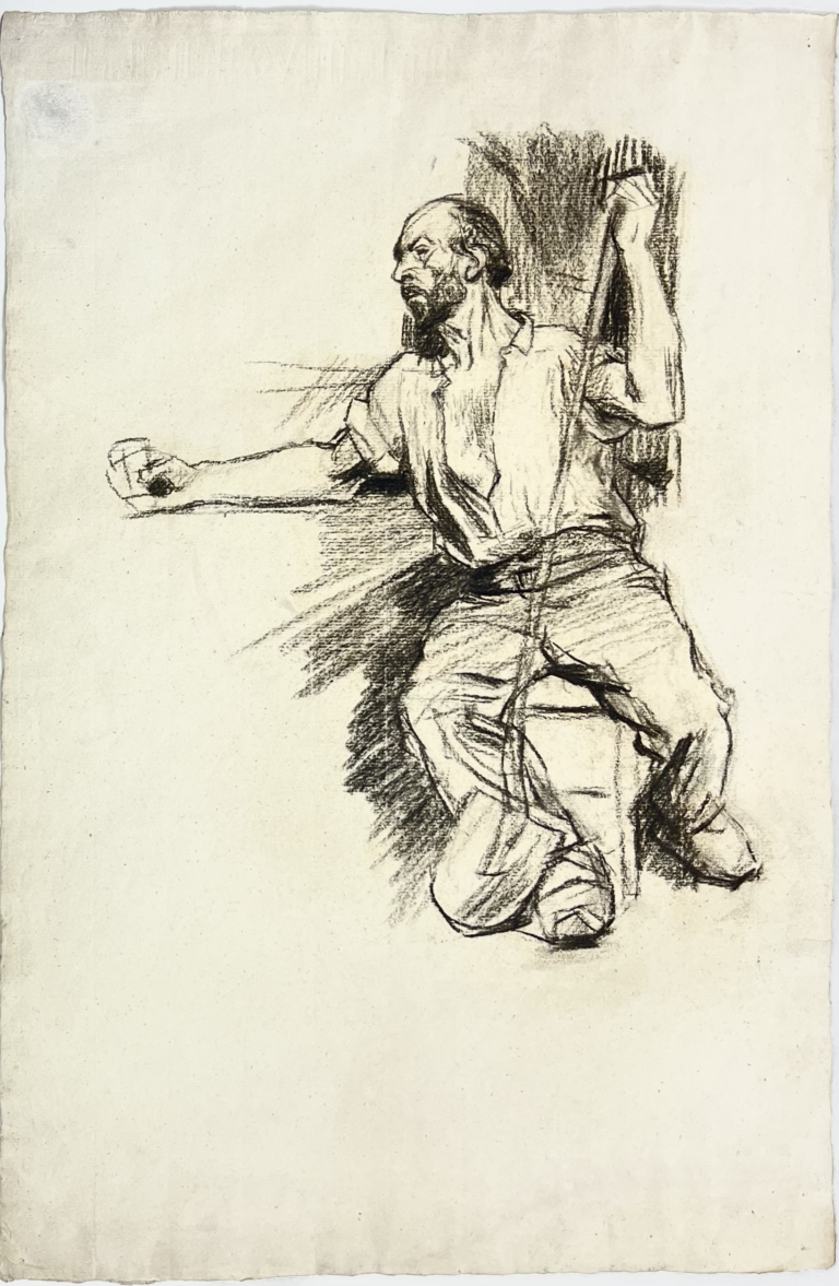 Léon Lhermitte (1844-1925), Paysan assis - Etude pour le tableau "Le Cabaret" de 1881