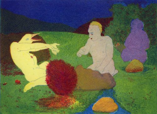 Baptiste Fompeyrine_GRAVURE_La Lavey. gravure polychrome, 15 x 21 cm