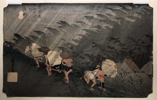 Utagawa Hiroshige (1797-1858), Shôno Pluie Battante. De la serie 53 Stations de la Route du Tokaido